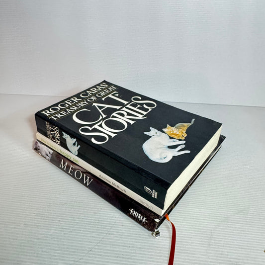 Cat Lovers Book Bundle x 3 : Meow, How to Have a Happy Cat, Roger Caras' Treasury of Great Cat Stories (2858)