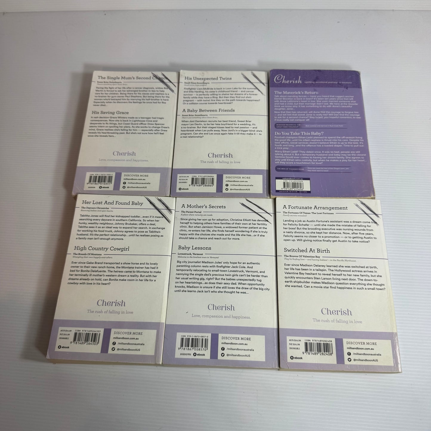 Mills & Boon Cherish 2:1 Book Bundle x 6 Books 12 x Stories  (3295)