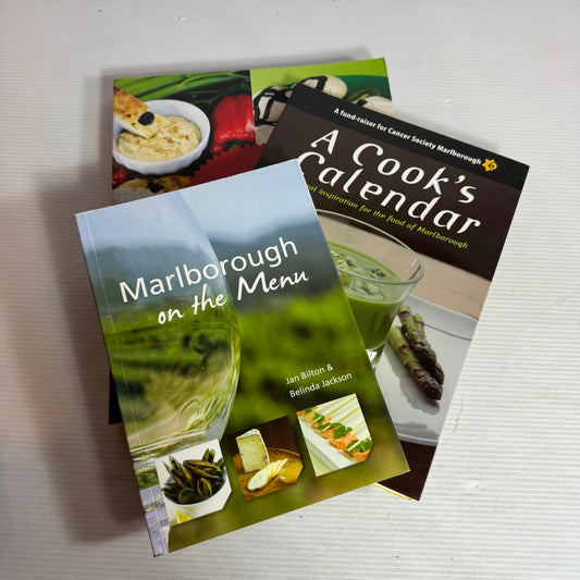 Nelson & Marlborough Cookbook Bundle x 3 : Marlborough on the Menu - Jan Bilton & Belinda Jackson, A Cook's Calendar - Maree Connolly, Food Central : Stories & Recipes from the Heart of Nelson(2902)