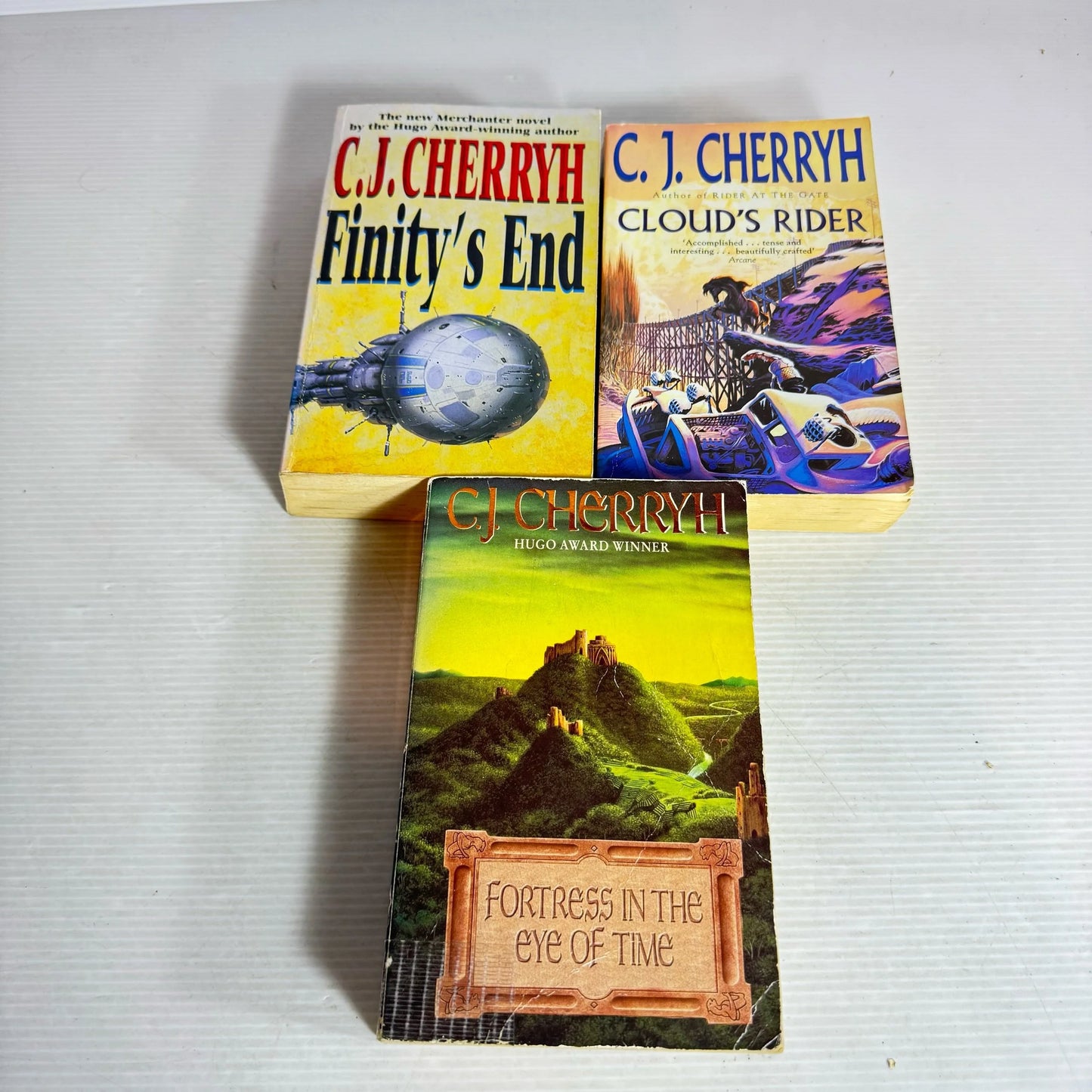 C.J. Cherryh Fantasy Book Bundle x 3 Books : Fortress in the Eye of Time, Finity's End, Cloud's Rider  (2137)