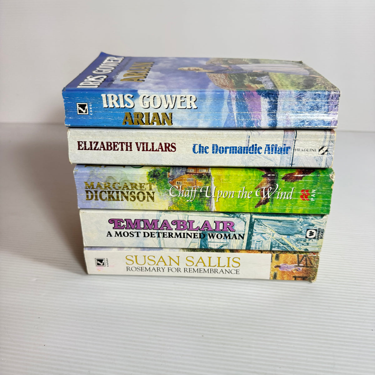 Romance Bundle x 5 : The Normandie Affair - Elizabeth Villars, Arian - Iris Gower, The Most Determined Woman - Emma Blair, Chaff Upon the Wind - Margaret Dickinson, Rosemary For Remembrance - Susan Sallis (3349)