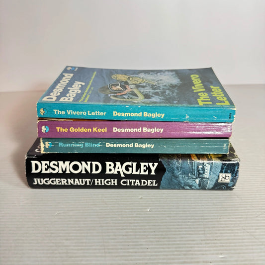 Desmond Bagley Book Bundle x 4 Books 5 x Stories : The Vivero Letter, The Golden Keel, Running Blind, Juggernaut & High Citadel (2002)