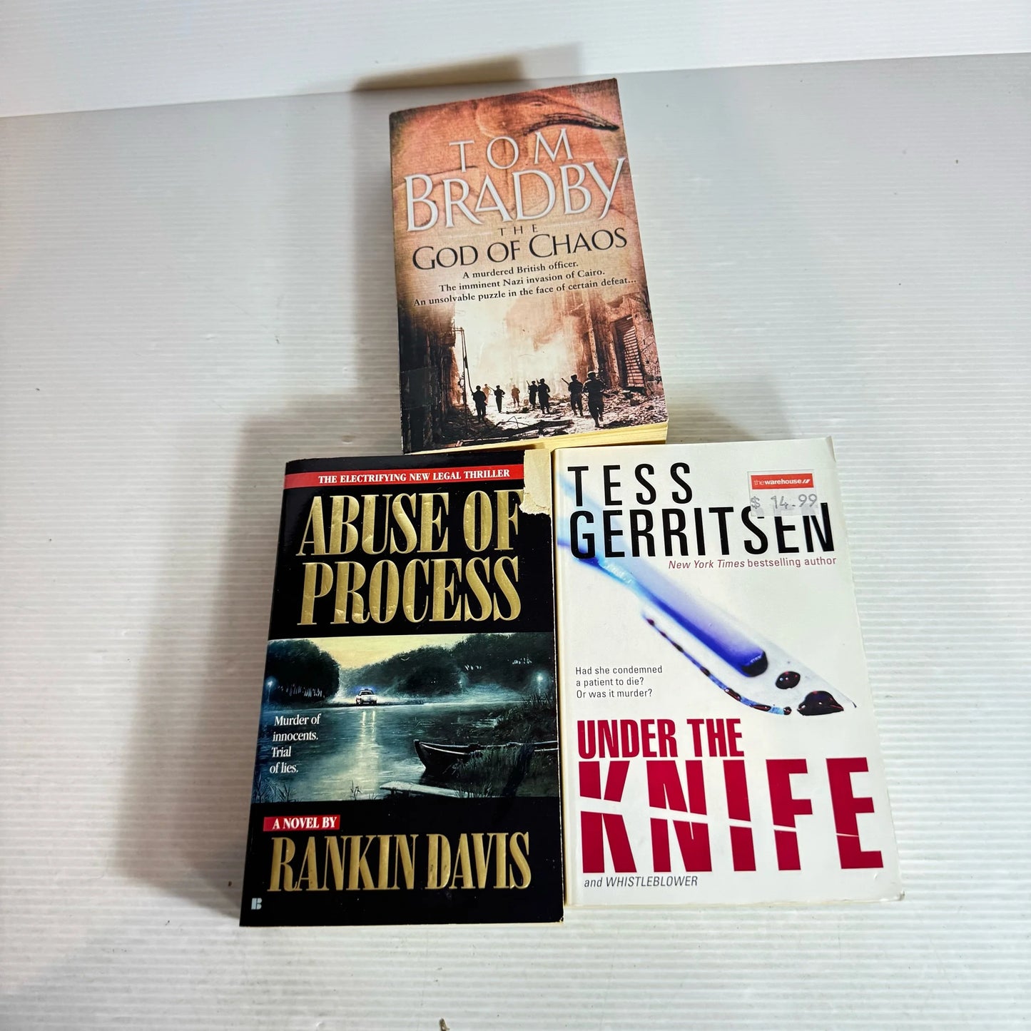 Thriller Book Bundle x 3 Books : The God of Chaos, Under the Knife, Abuse of Process (702)