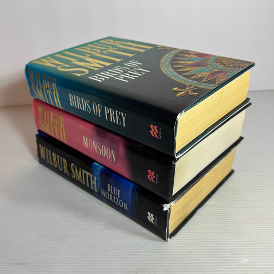 Wilber Smith Courtney Series Book Bundle x 3 Books : Birds of Prey, Monsoon, Blue Horizon (2484)
