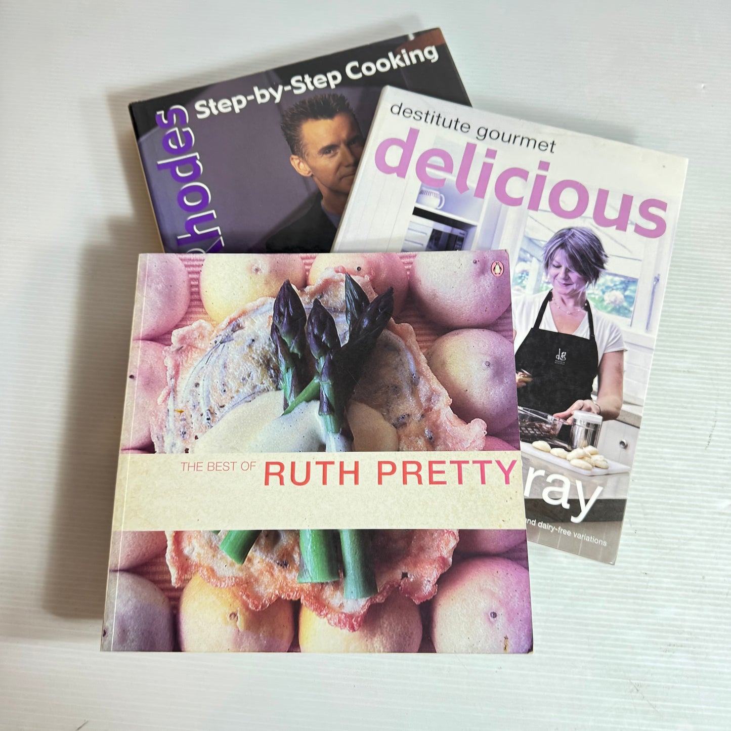 Cookbook Bundle x 3 : The Best of Ruth Pretty, Destitute Gourmet Delicious - Sophie Gray, Step-By-Step Cooking - Gary Rhodes(2918)