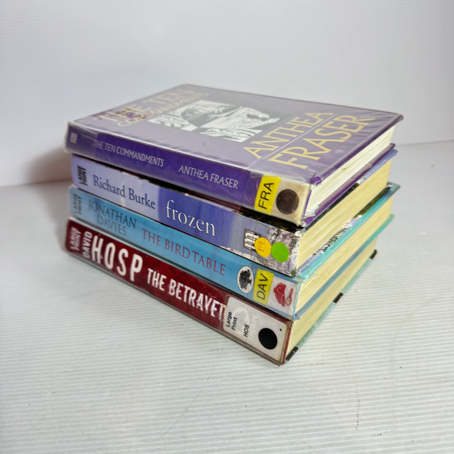 Large Print Crime Book Bundle x 4 : The Ten Commandments, Frozen, The Betrayed, The Bird Table(2866)