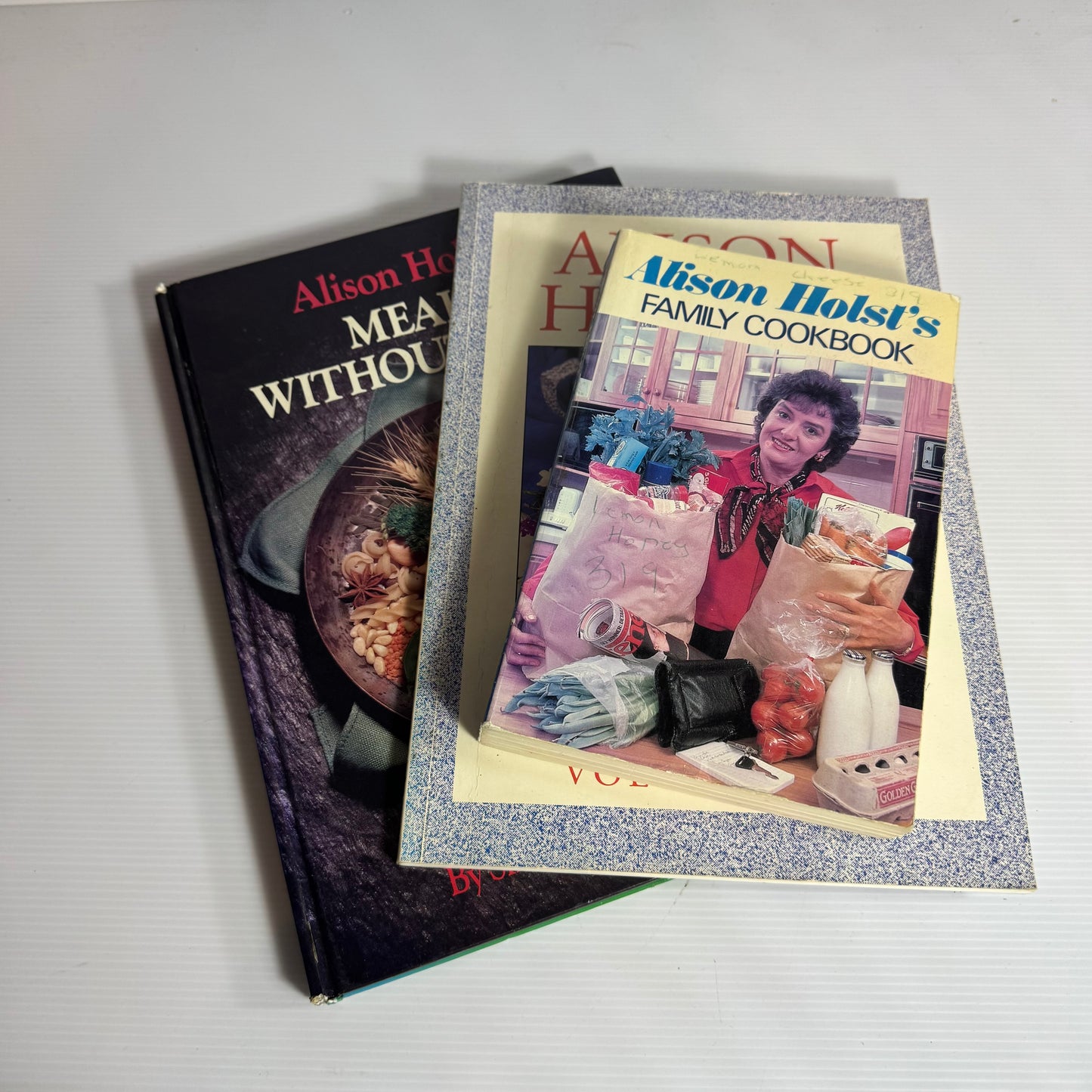 Alison Holst's Cookbook Bundle x 3 : Family Cookbook, New Kitchen Diary Vol. Two & Meals Without  Meat (Vintage 1987-1993))(3178)
