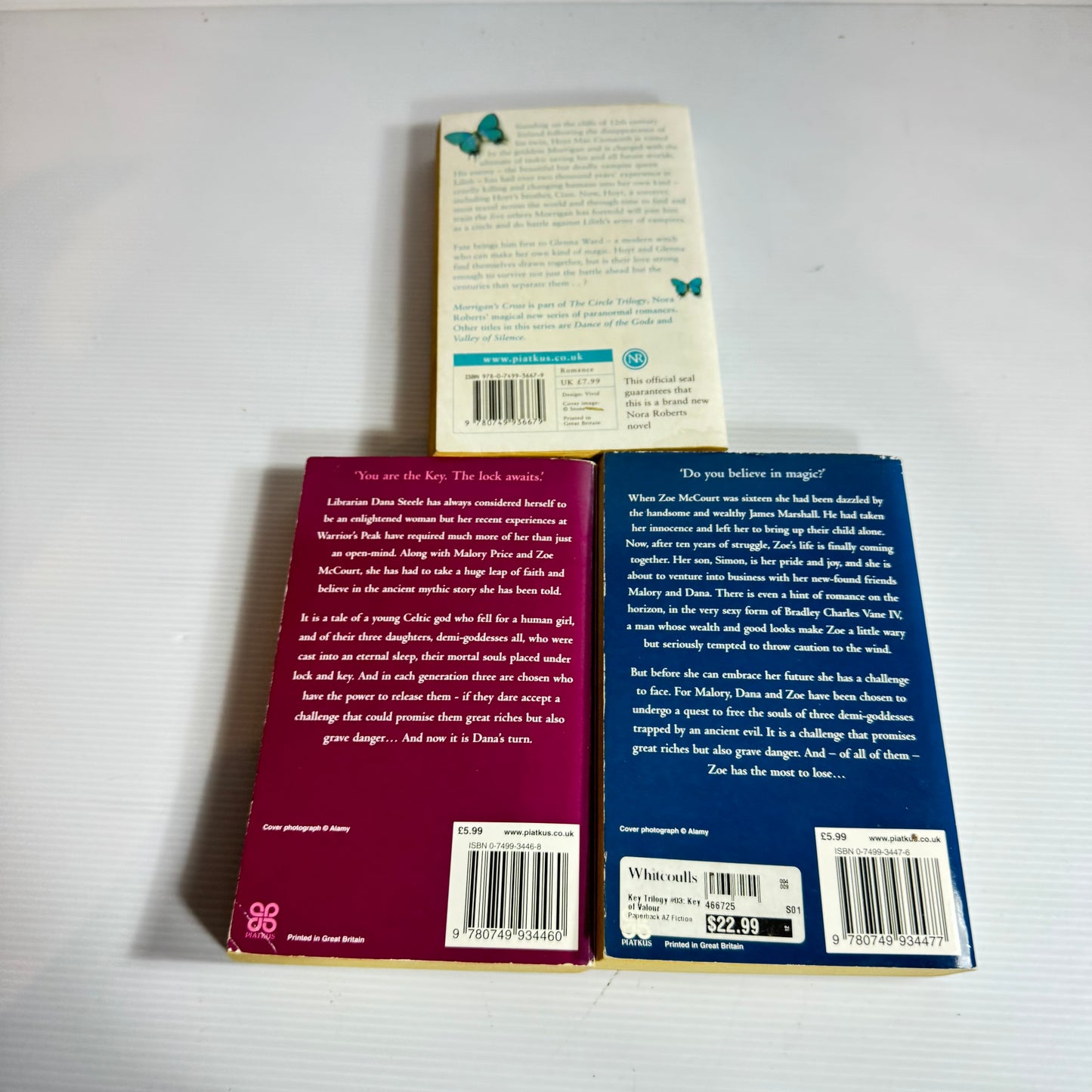Nora Roberts Book Bundle x 3 : Morrigan's Cross, Key of Valour, Key of Knowledge (3275)