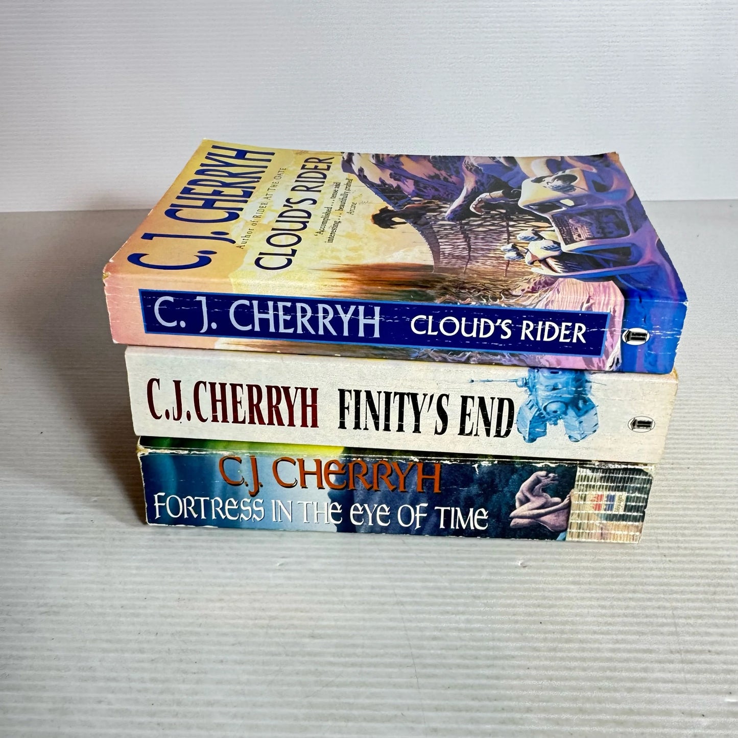C.J. Cherryh Fantasy Book Bundle x 3 Books : Fortress in the Eye of Time, Finity's End, Cloud's Rider  (2137)