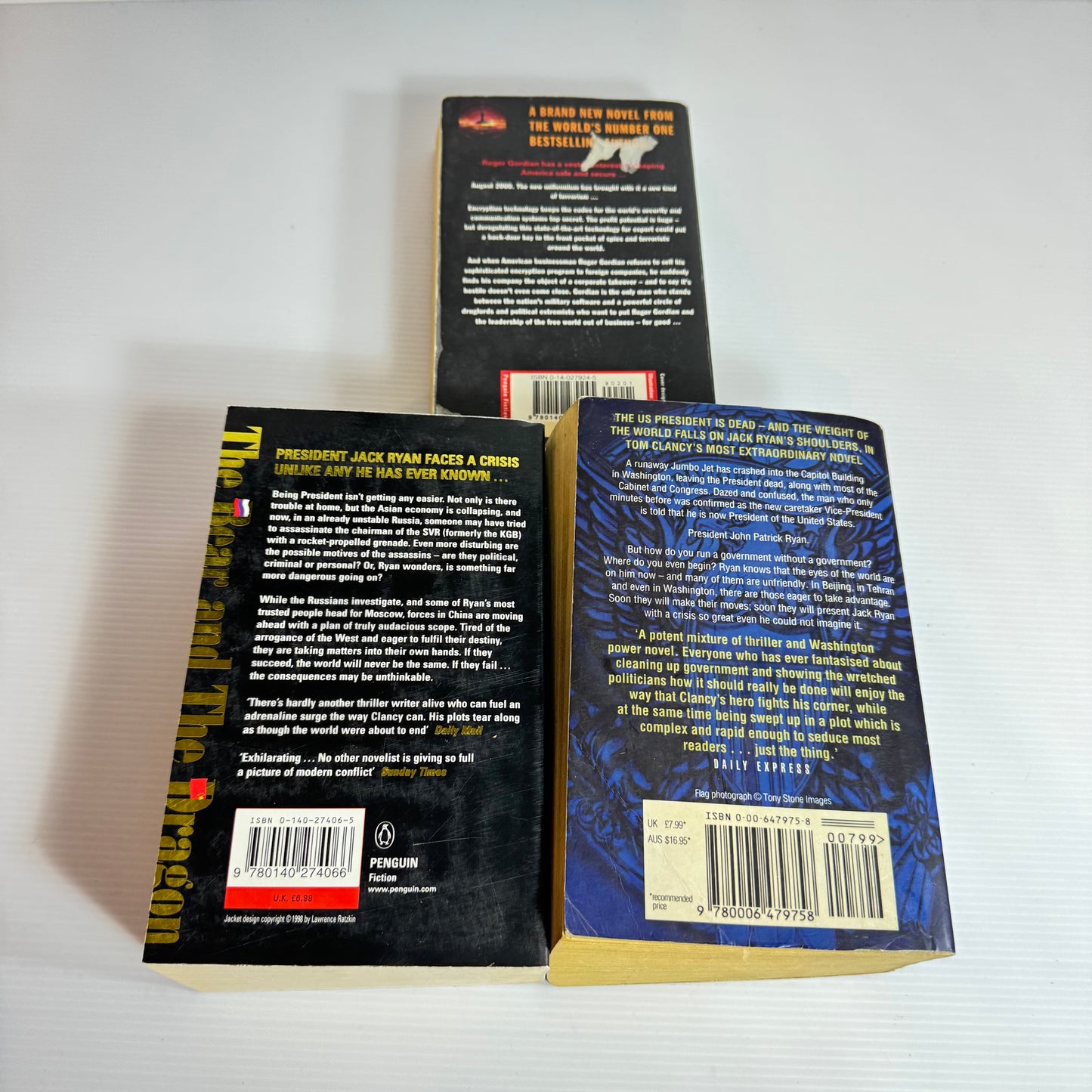 Tom Clancy Book Bundle x 3 : Ruthless.com, The Bear and The Dragon, Executive Orders (3092)