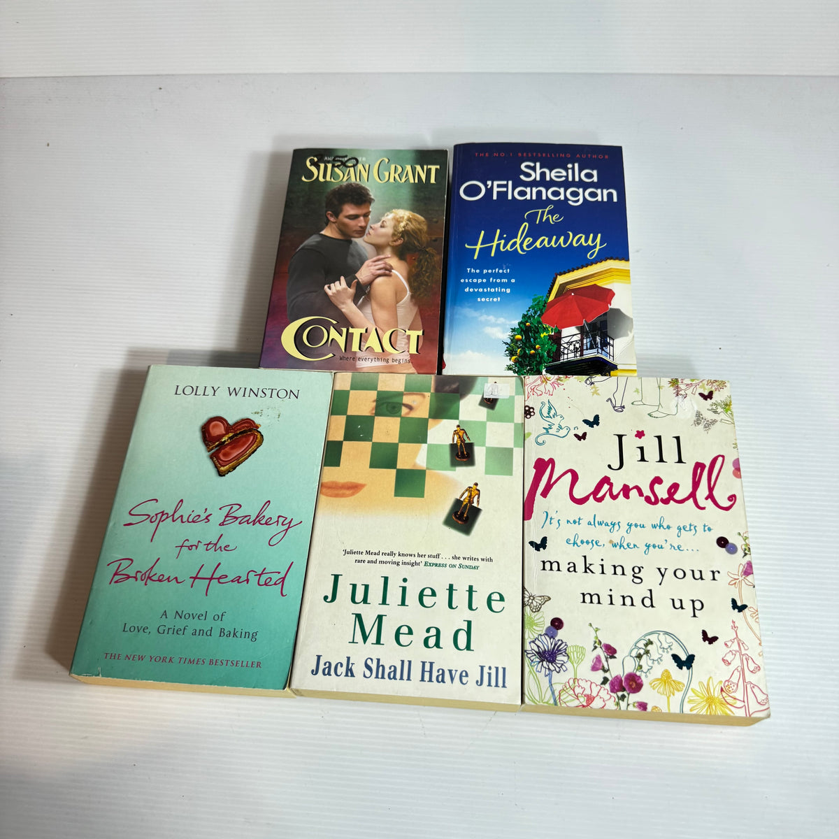 Contemporary Romance Bundle x 5 : The Hideaway - Sheila O'Flanagan, Contact - Susan Grant, Jack Shall Have Jill - Juliette Mead, Sophie's Bakery for the Broken Hearted - Lolly Winston, Making Your Mind Up - Jill Mansell (3382)