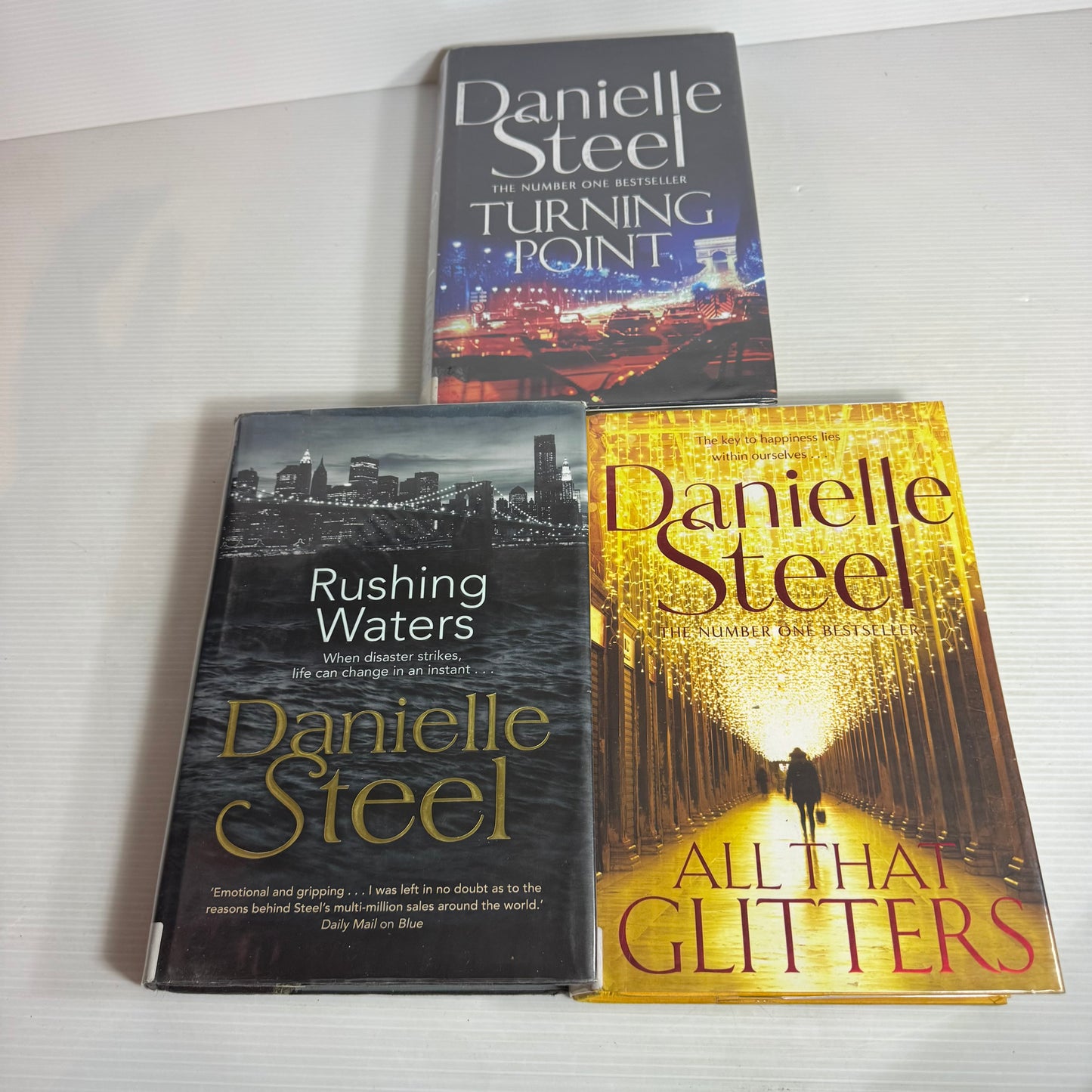 Danielle Steel Hardcover Book Bundle x 3 : Turning Point, All That Glitters, Rushing Waters (2818)