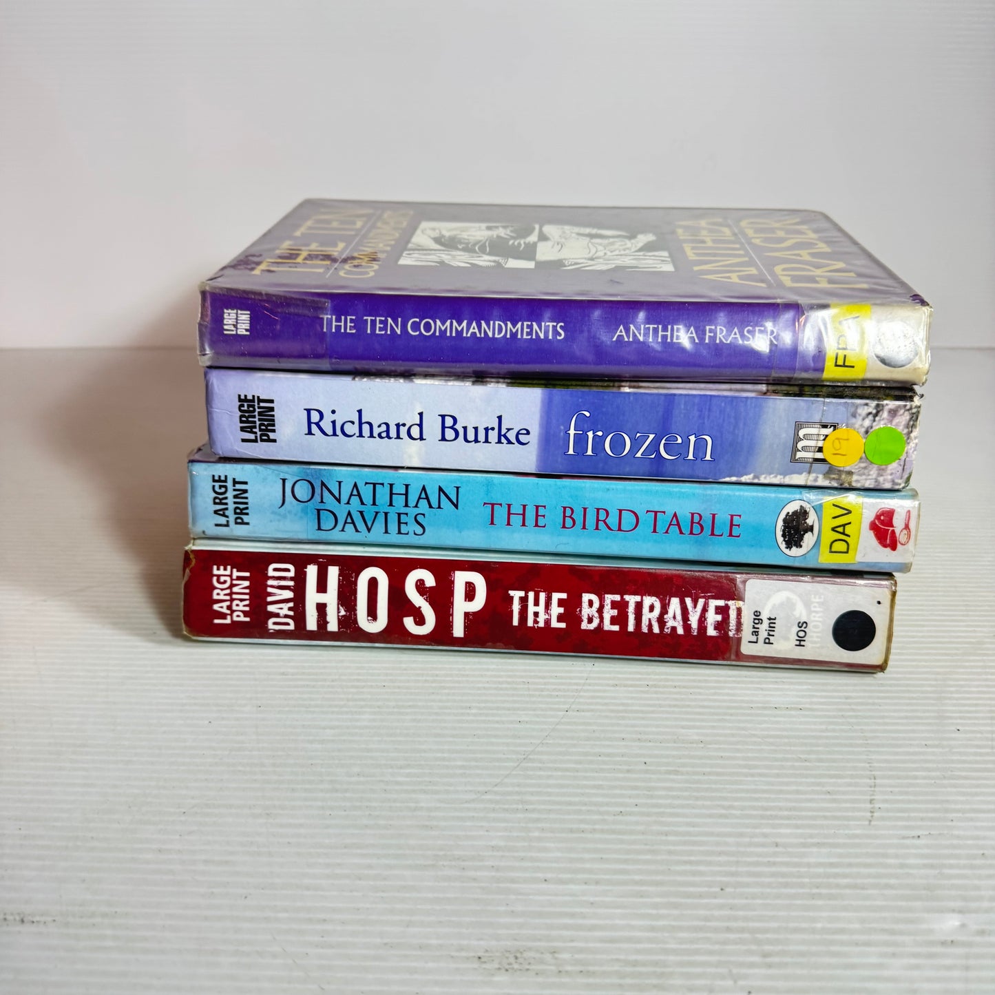 Large Print Crime Book Bundle x 4 : The Ten Commandments, Frozen, The Betrayed, The Bird Table(2866)