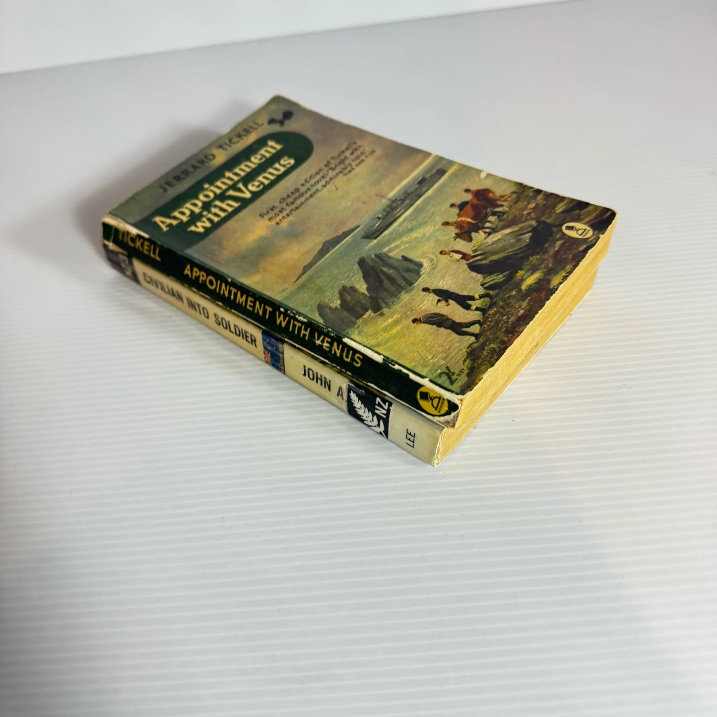 Vintage War Themed Book Bundle x 2 Books : Appointment with Venus (1957) & Civilian Into Soldier - John A. Lee (1963) (2237)