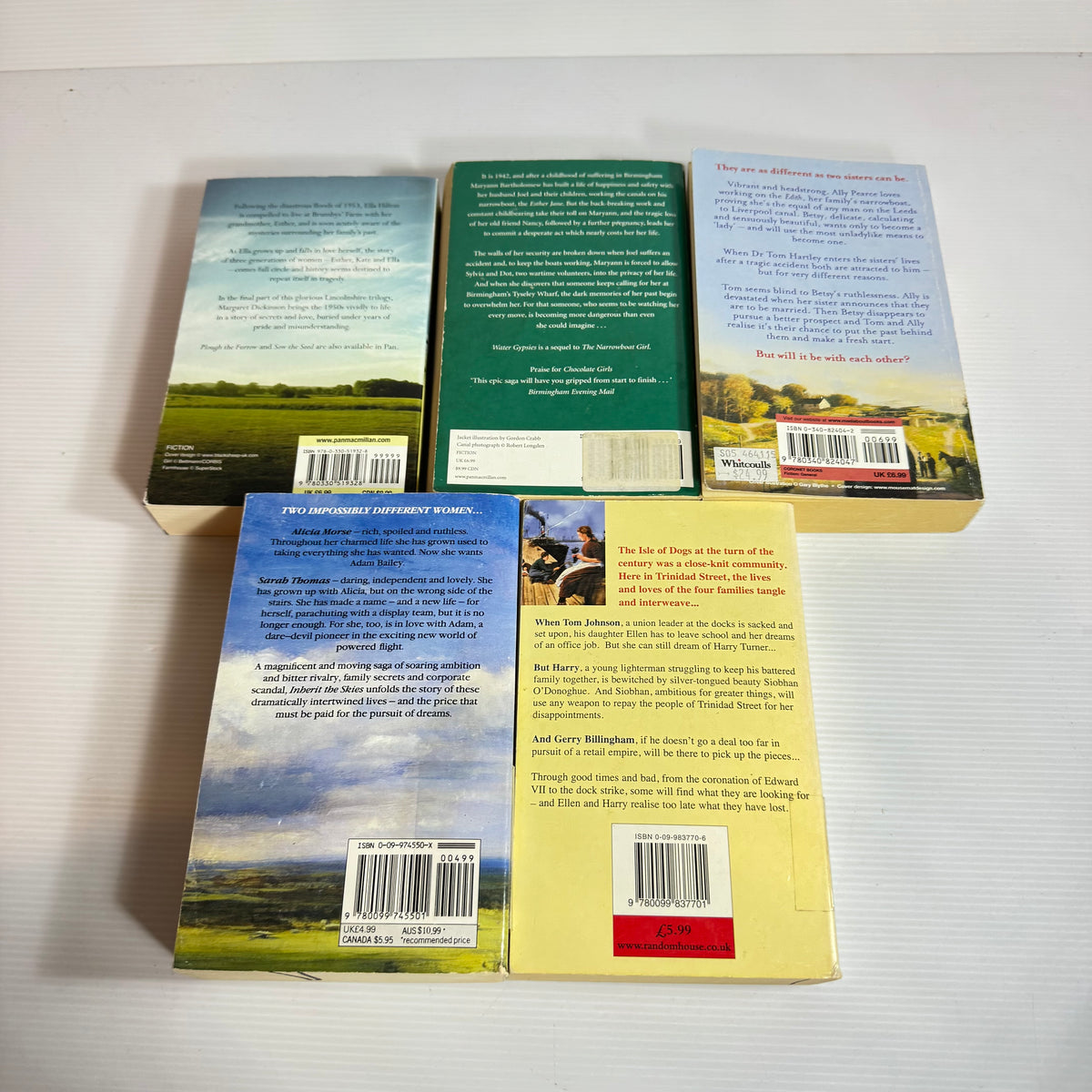 Romantic Family Saga Bundle x 5 : Water Gypsies - Annie Murray, Painted Highway - Audrey Howard, Trinidad Street - Patricia Burns, Reap The Harvest - Margaret Dickinson, Inberit The Skies - Janet Tanner (3371)