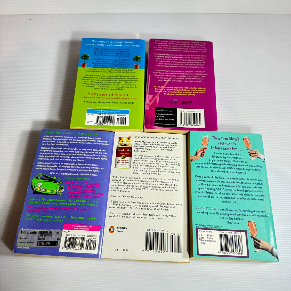 Contemporary Romance Bundle x 5 : Irish Girls About Town, Summer of Secrets - Anita Anderson, Two for the Dough & Seven Up - Janet Evanovich, In Cahoots - Jane Blanchard (3408)