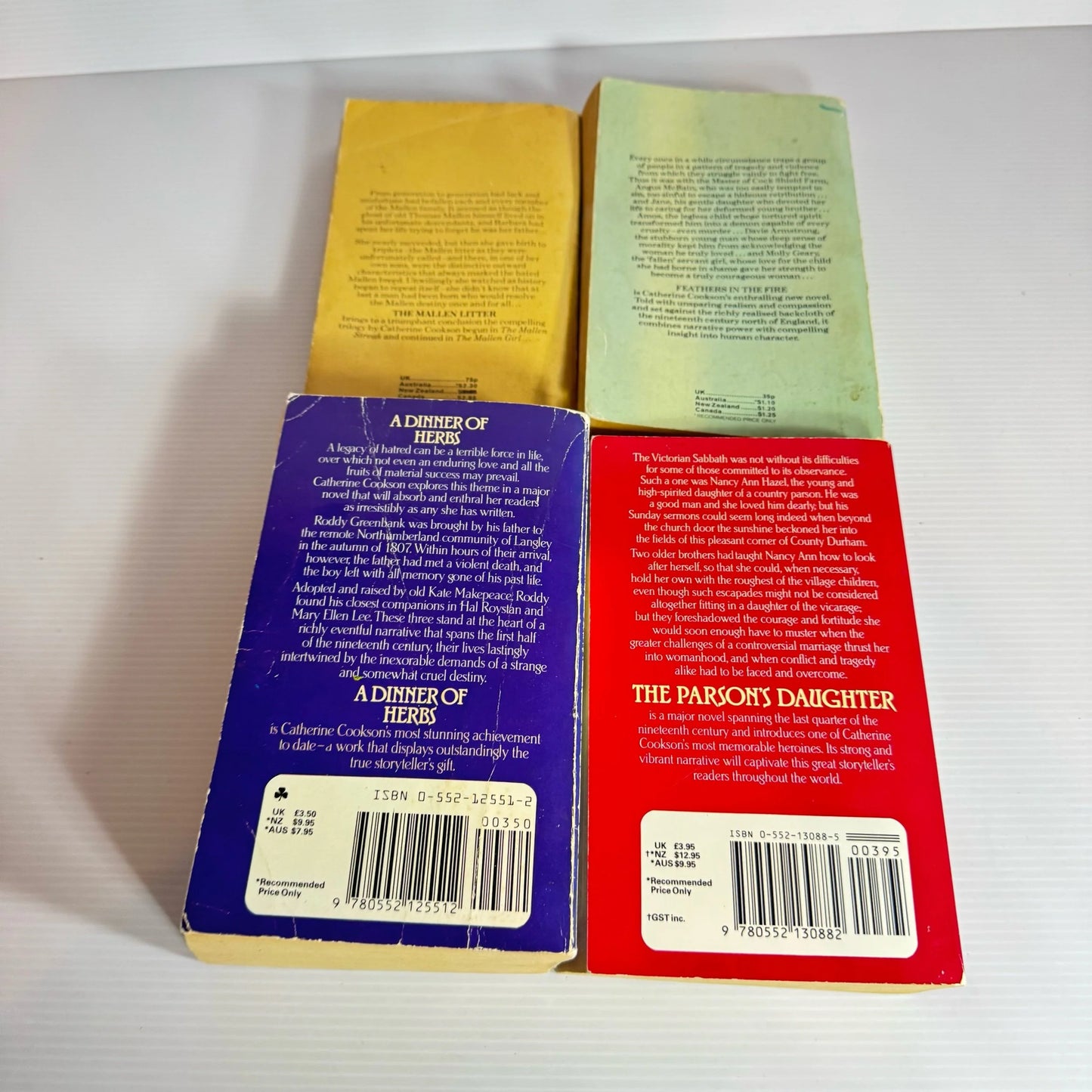 Catherine Cookson Vintage Book Bundle x 4 Books : The Mallen Litter, Feathers in the Fire, The Parson's Daughter, A  (2238)