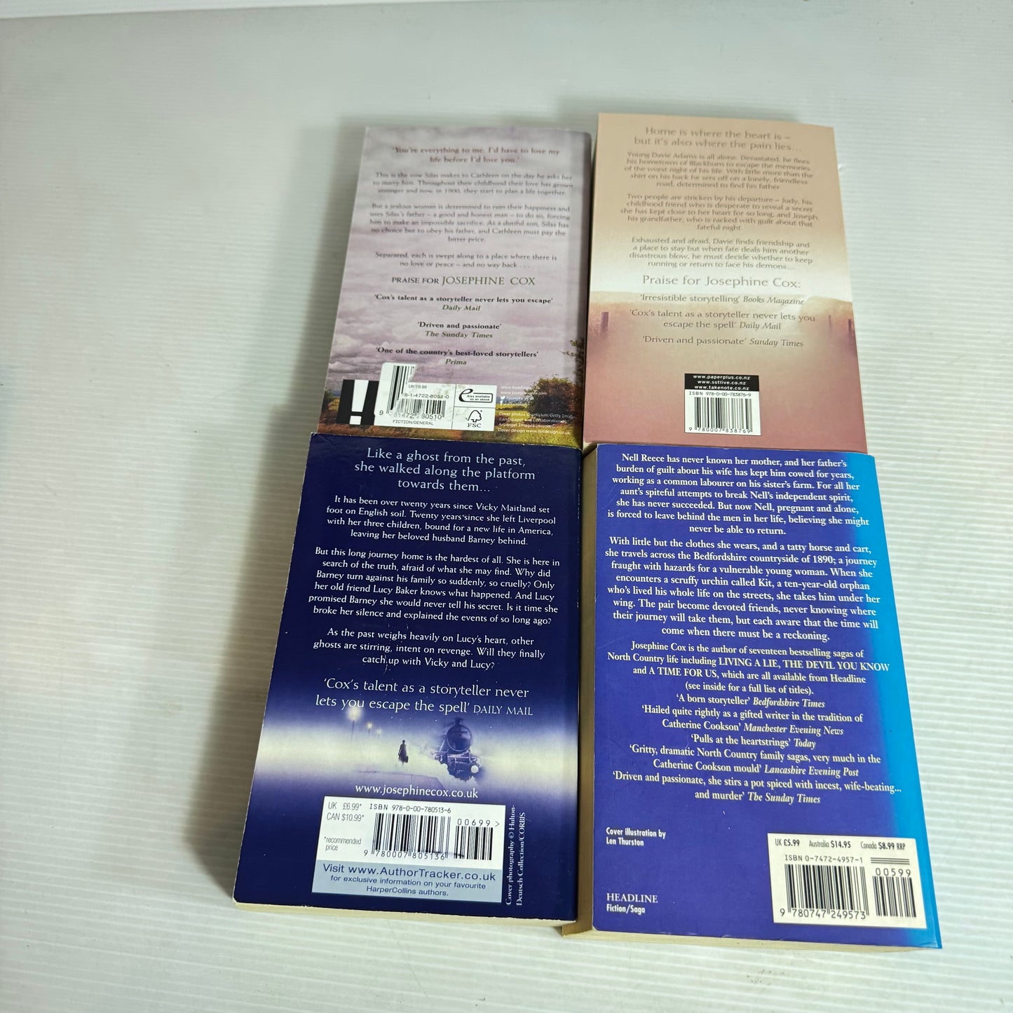 Josephine Cox Book Bundle x 4 : The Loner, Rainbow Days, Cradle of Thorns, Journey's End (3034)