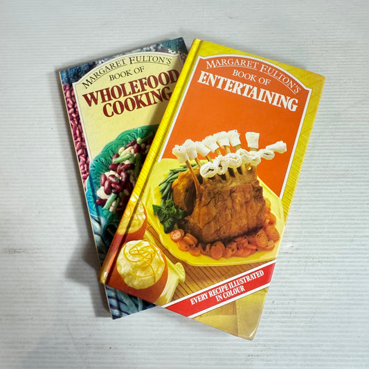 Margaret Fulton Vintage Cookbook Bundle x 2 : Wholefood Cooking (1984) & Entertaining (1984)(2887)