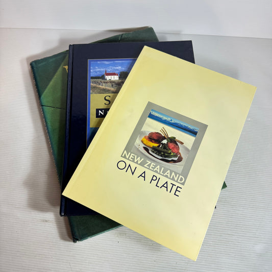 New Zealand Large Cookbook Bundle x 3 : New Zealand On A Plate, Simply New Zealand : A Culinary Journey, New Zealand The Beautiful Cookbook - Tui Flower (2934)