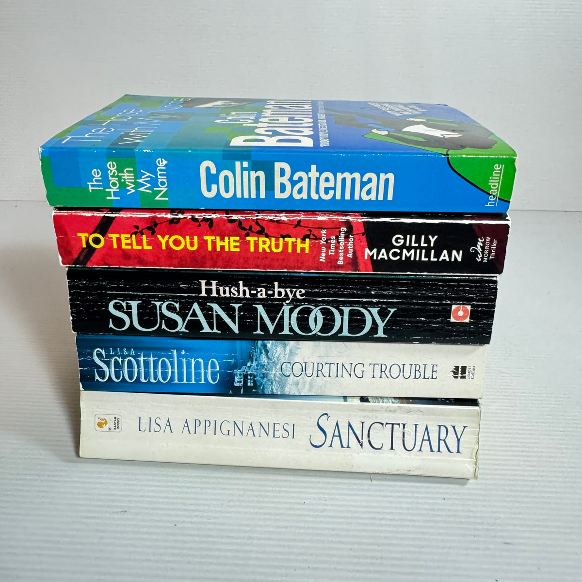 Crime Suspense Bundle x 5 : The Horse With My Name - Colin Bateman, To Tell You The Truth - Gilly MacMillan, Hush-a-Bye - Susan Moody, Courting Trouble - Lisa Scottoline, Sanctuary - Lisa Appignanesi (3439)