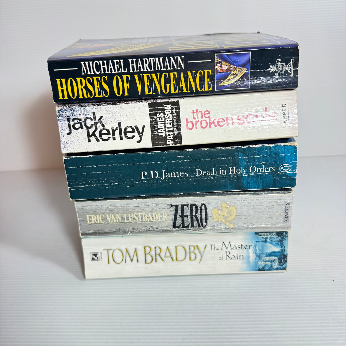 Crime Thriller Bundle x 5 : Horse of Vengeance - Michael Hartmann, The Broken Souls - Jack Kerley, Death In Holy Orders - PD James, Zero - Eric Van Laustbader, The Master of Rain - Tom Bradby (3387)