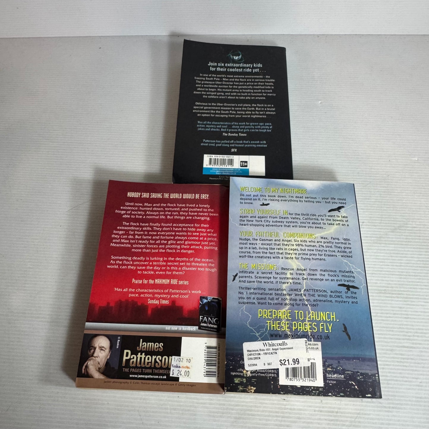 Maximum Ride Book Bundle by James Patterson x 3 : The Final Warning, Max, The Angel Experiment(2896)