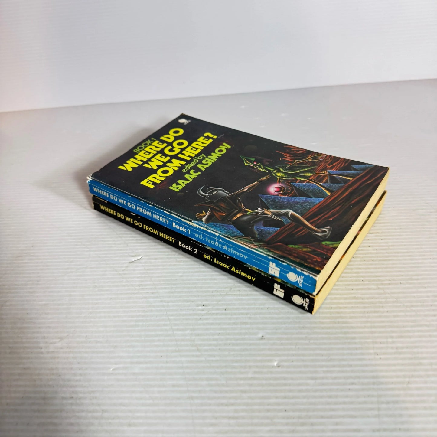 Issac Asimov Science Fiction Book Bundle x 2 Books : Where Do We Go From Here? Books 1 & 2 (Vintage 1974) (308)