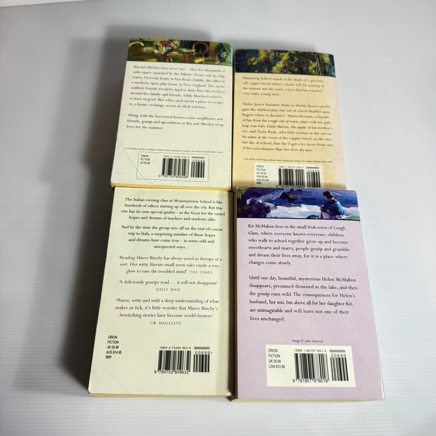 Maeve Binchy Book Bundle x 4 Books : The Copper Beach, Evening Class, Tara Road, The Glass Lake (3096)
