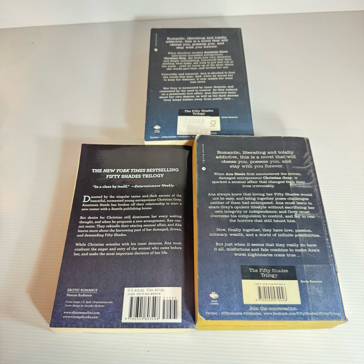 Fifty Shades Of Grey Books 1-3 Book Bundle x 3 Books