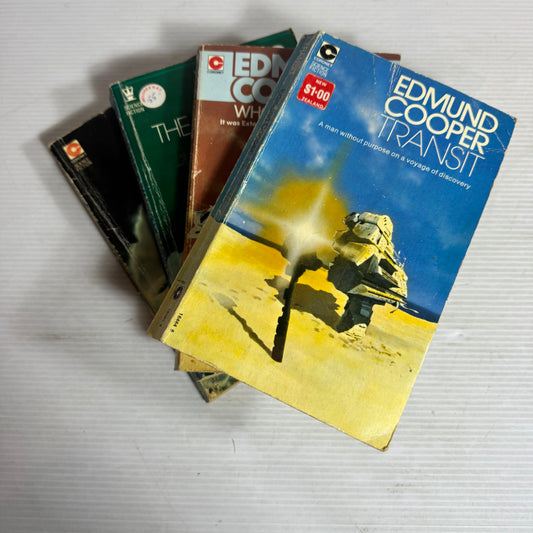 Edmund Cooper Vintage Book Bundle x 4 : Transit (1973), Who Needs Men? (1977), The Tenth Planet (1976), The Uncertain Midnight (1971)(2947)