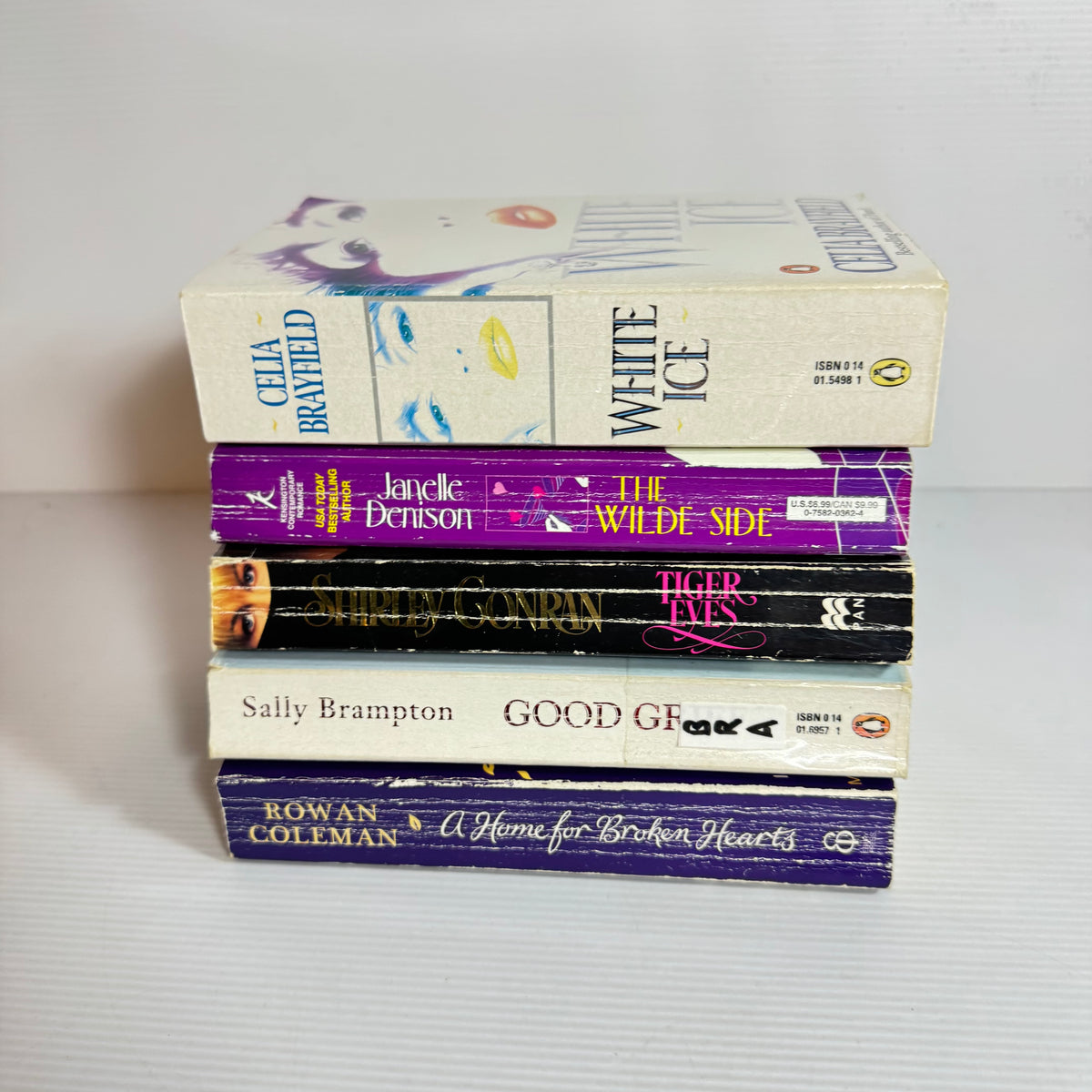 Contemporary Romance Bundle x 5 : The Wilde Side - Janelle Denison, White Ice - Celia Brayfield, Good Grief - Sally Brampton, Tiger Eye - Shirley Conran, A Home for Broken Hearts Rowan Coleman (3410)