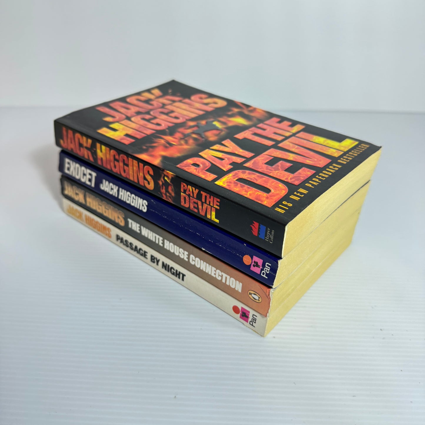 Jack Higgins Book Bundle x 4 : Pay the Devil, The White House Connection, Exocet, Passage By Night (3086)