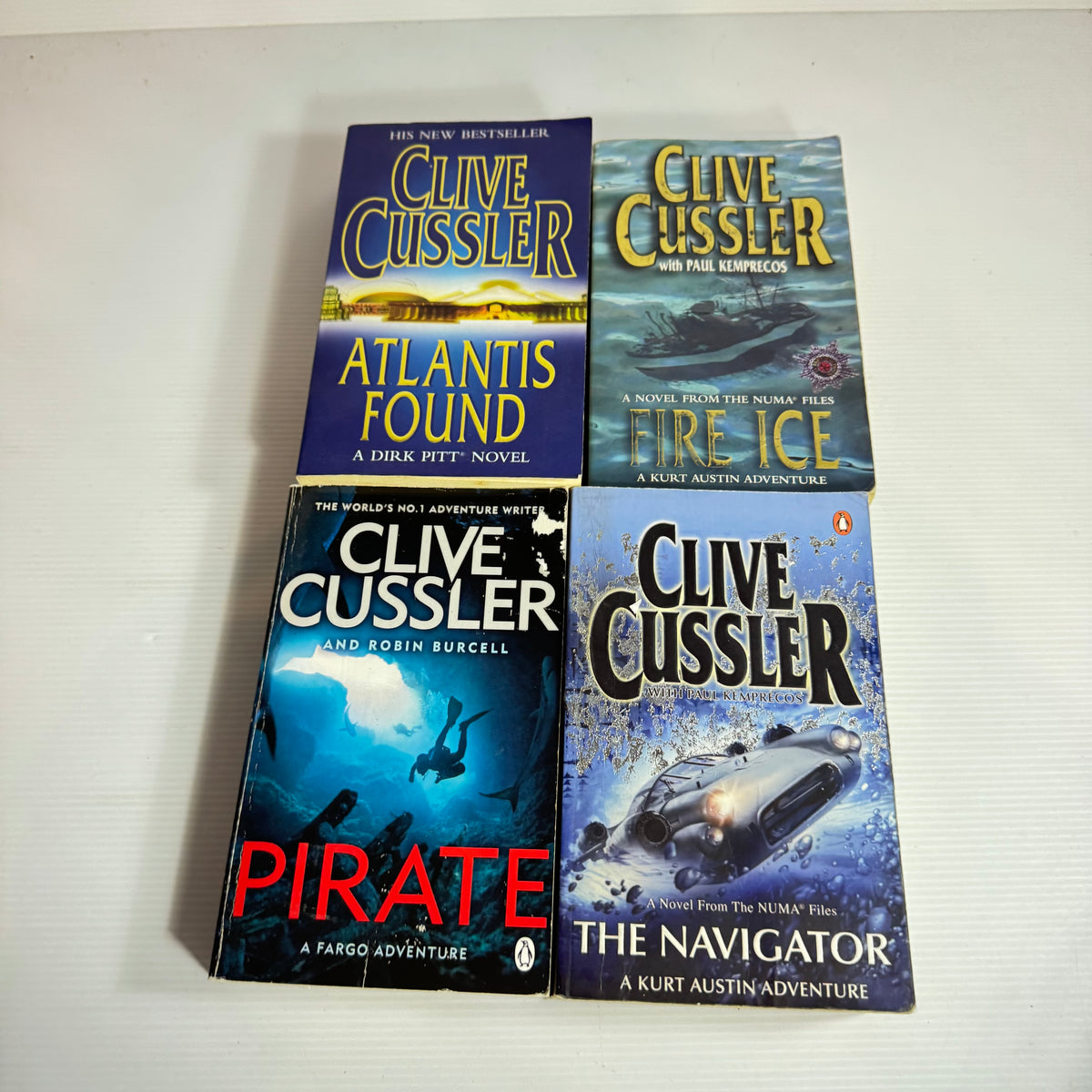 Clive Cussler Bundle x 4 : Atlantis Found, Fire Ice, The Navigator, Private (3461)