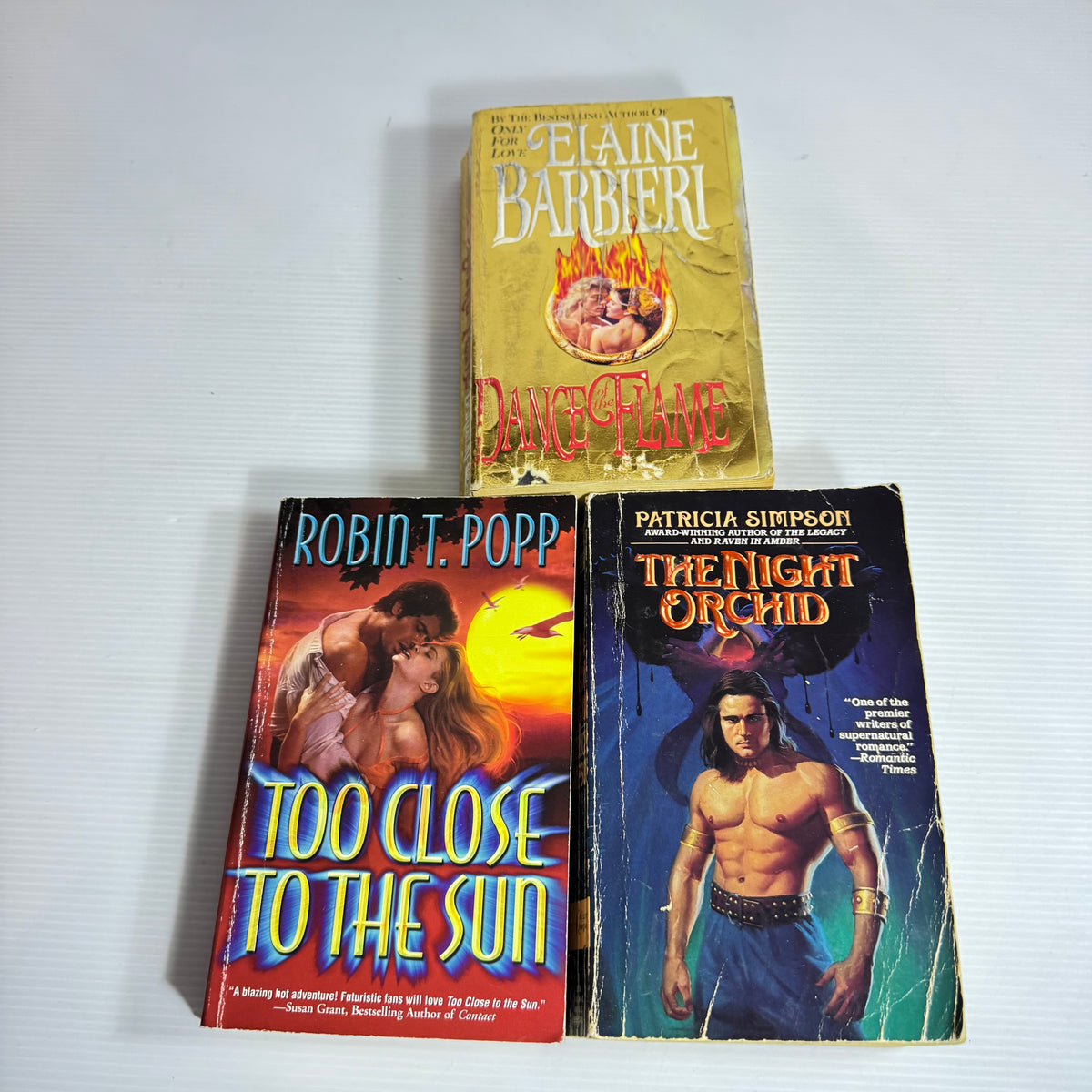 Vintage Fantasy Romance Bundle x 3 : Dance of the Flame - Elaine Barbieri, Too Close To The Sun - Robin T. Popp, The Night Orchid - Patricia Simpson (3392)