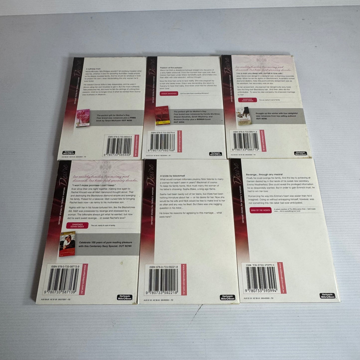 Mills & Boon Desire Book Bundle x 6 Books (3166)