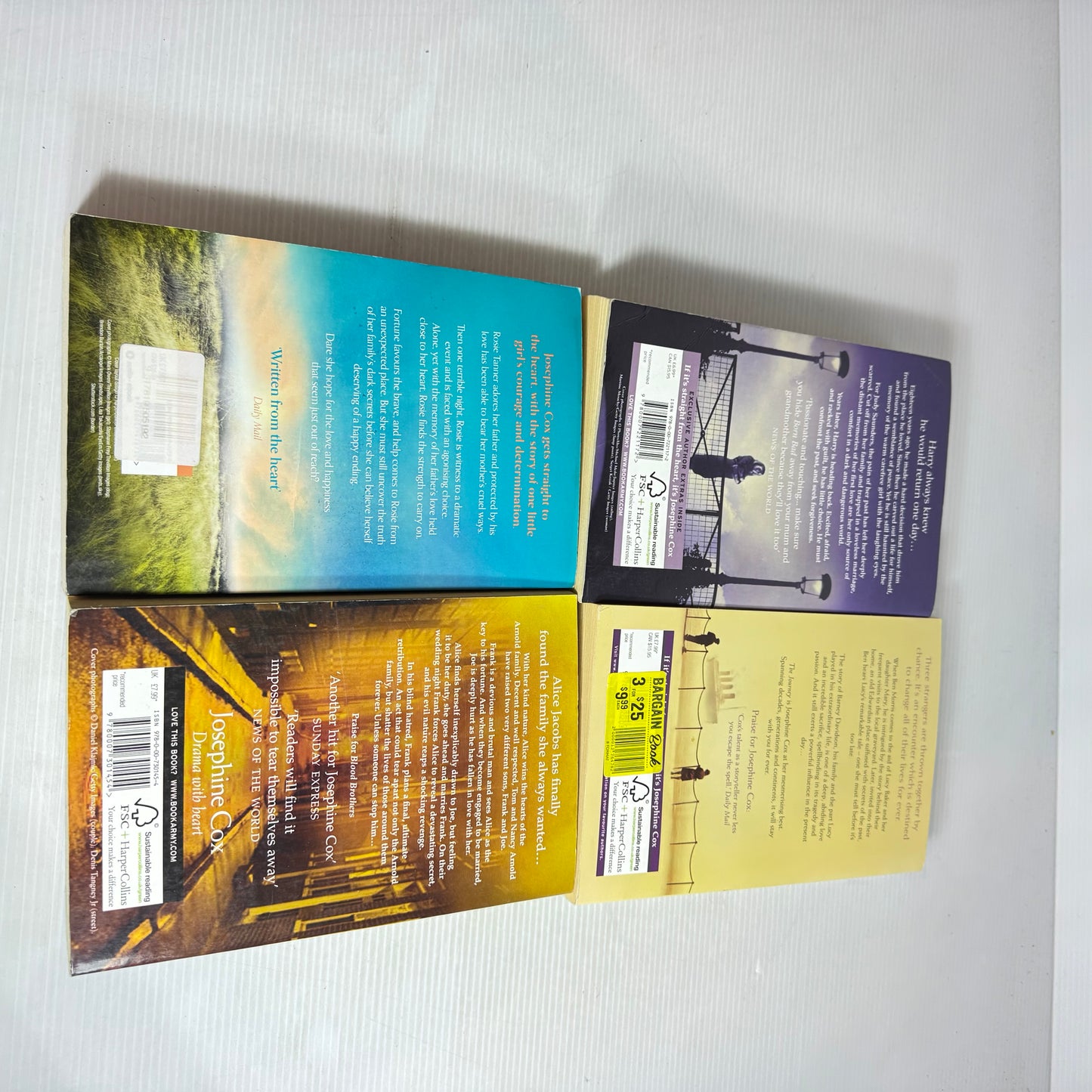 Josephine Cox Book Bundle x 4 : The Journey, Lonely Girl, Blood Brothers, Born Bad (3028)