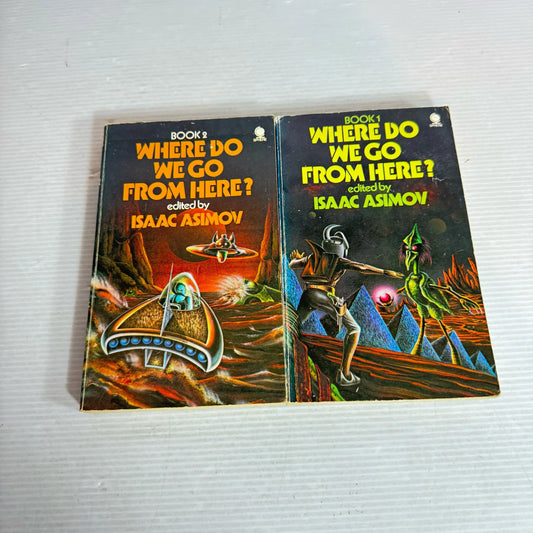 Issac Asimov Science Fiction Book Bundle x 2 Books : Where Do We Go From Here? Books 1 & 2 (Vintage 1974) (308)