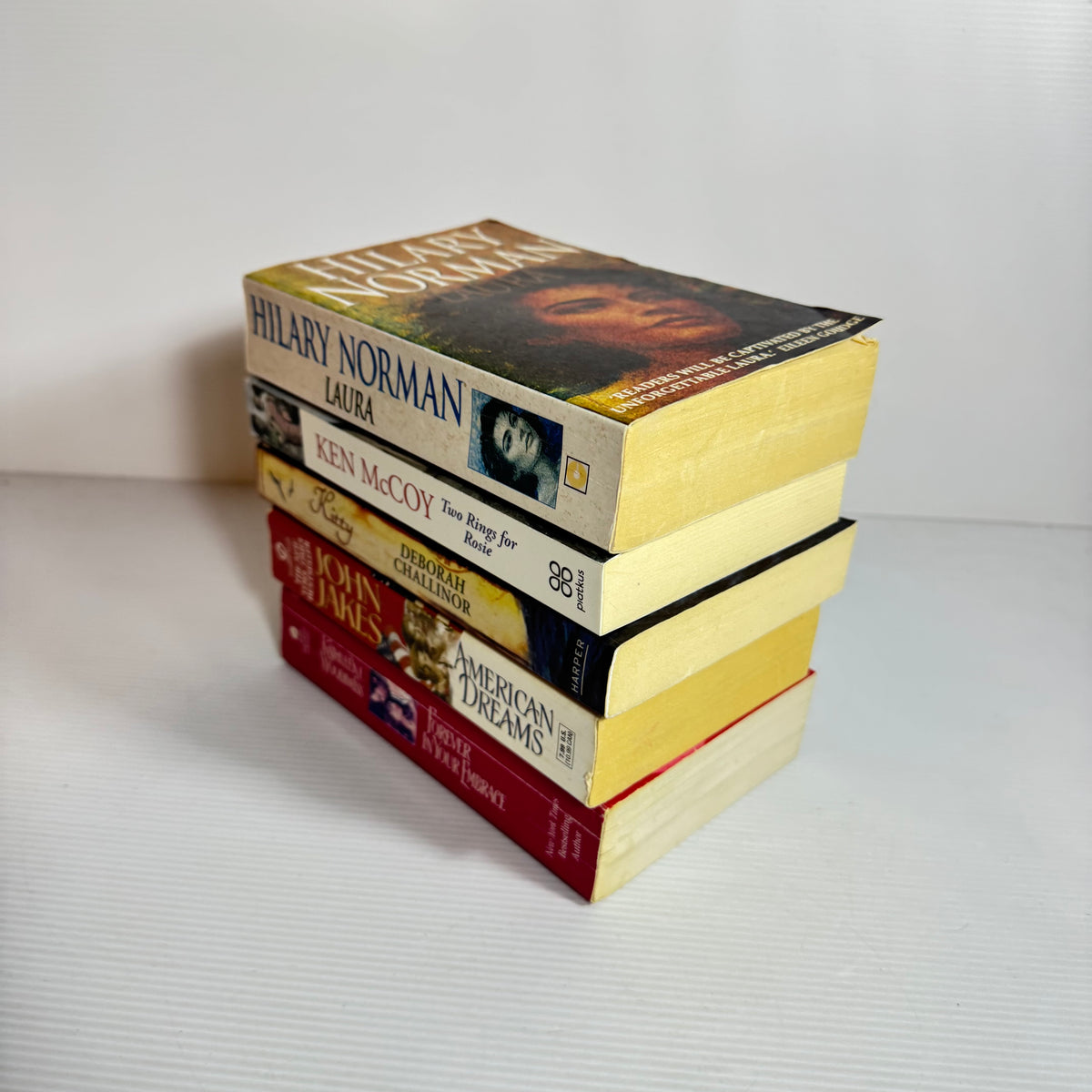 Historical Fiction Bundle x 5 : Two Rings - Ken McCoy, Kitty - Deborah Challinor, Laura - Hilary Norman, American Dreams - John Jakes, Forever In Your Embrace - Kathleene Woodiwiss (3402)