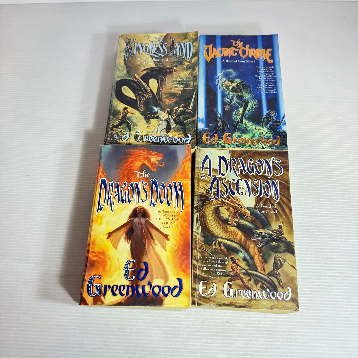 Ed Greenwood Band Of Four Series Bundle x 4 : The Vacant Throne, A Dragon's Ascension, The Kingless Land, The Dragon's Doom (2972)