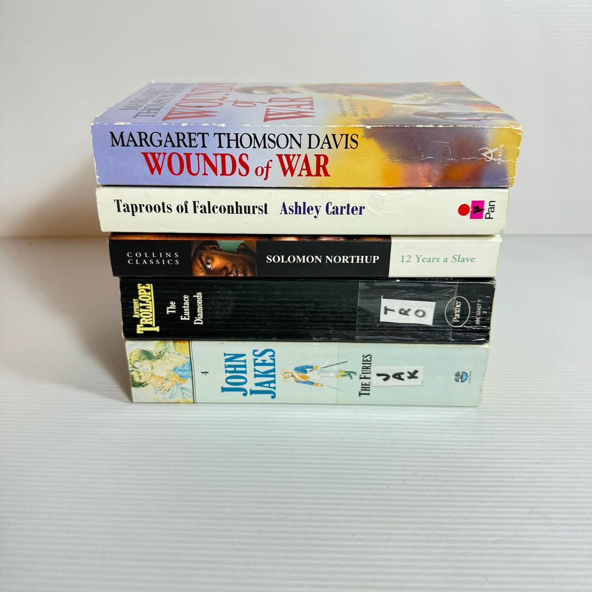 Historical Family Saga Bundle x 5 : Wounds of War - Margaret Thomson Davis, Taproots of Falconhurst - Lance Horner, 12 Years a Slave - Solomon Northup, The Eustance Diamonds - Anthony Trollope, The Furies - John Jakes (3368)