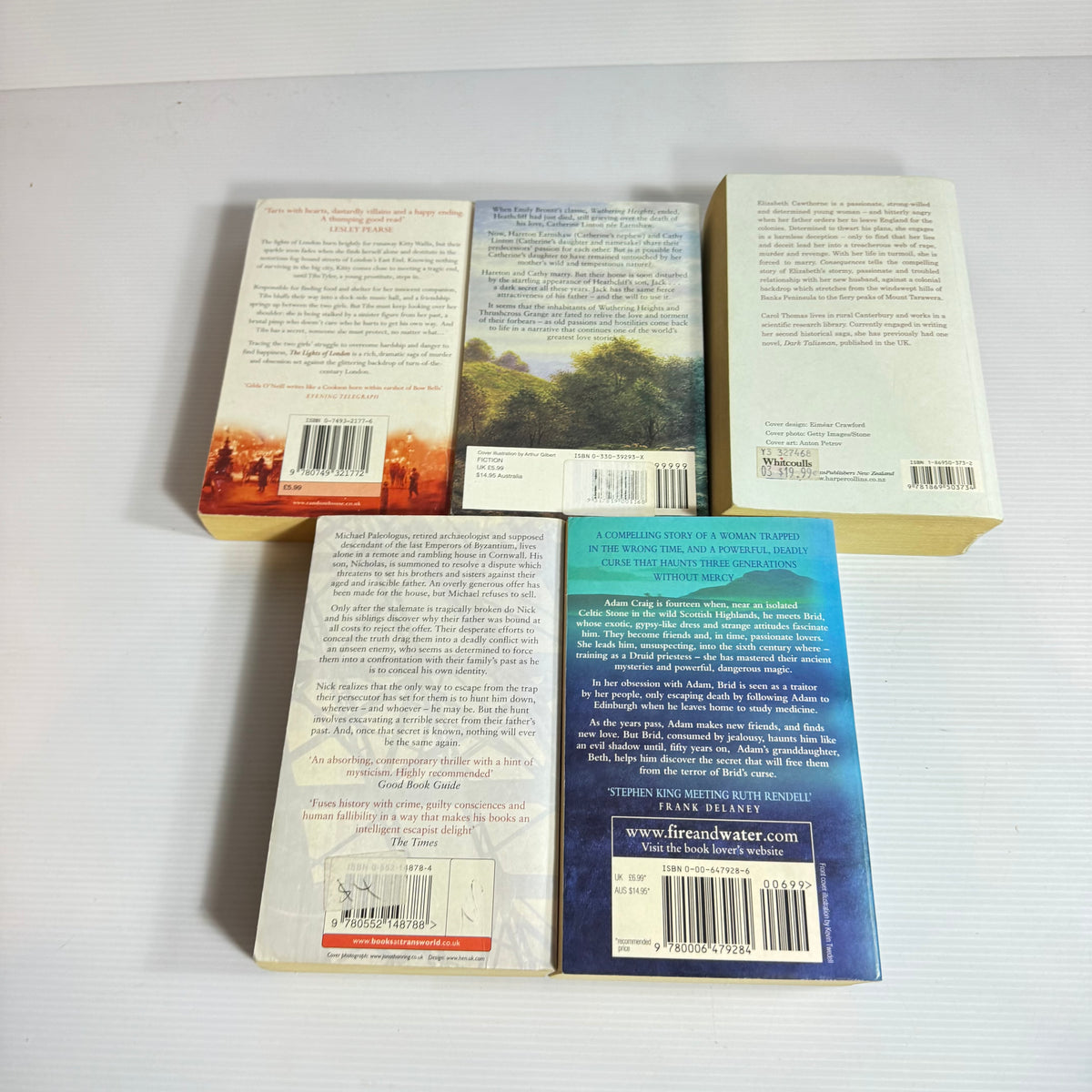 Historical Romance Bundle x 5 : Consequences - Carol Thomas, The Lights of London, Return to Wuthering Heights - Nicola Thorne, On The Edge of Darkness - Barbara Erskine, Days Without Number - Robert Goddard (3369)