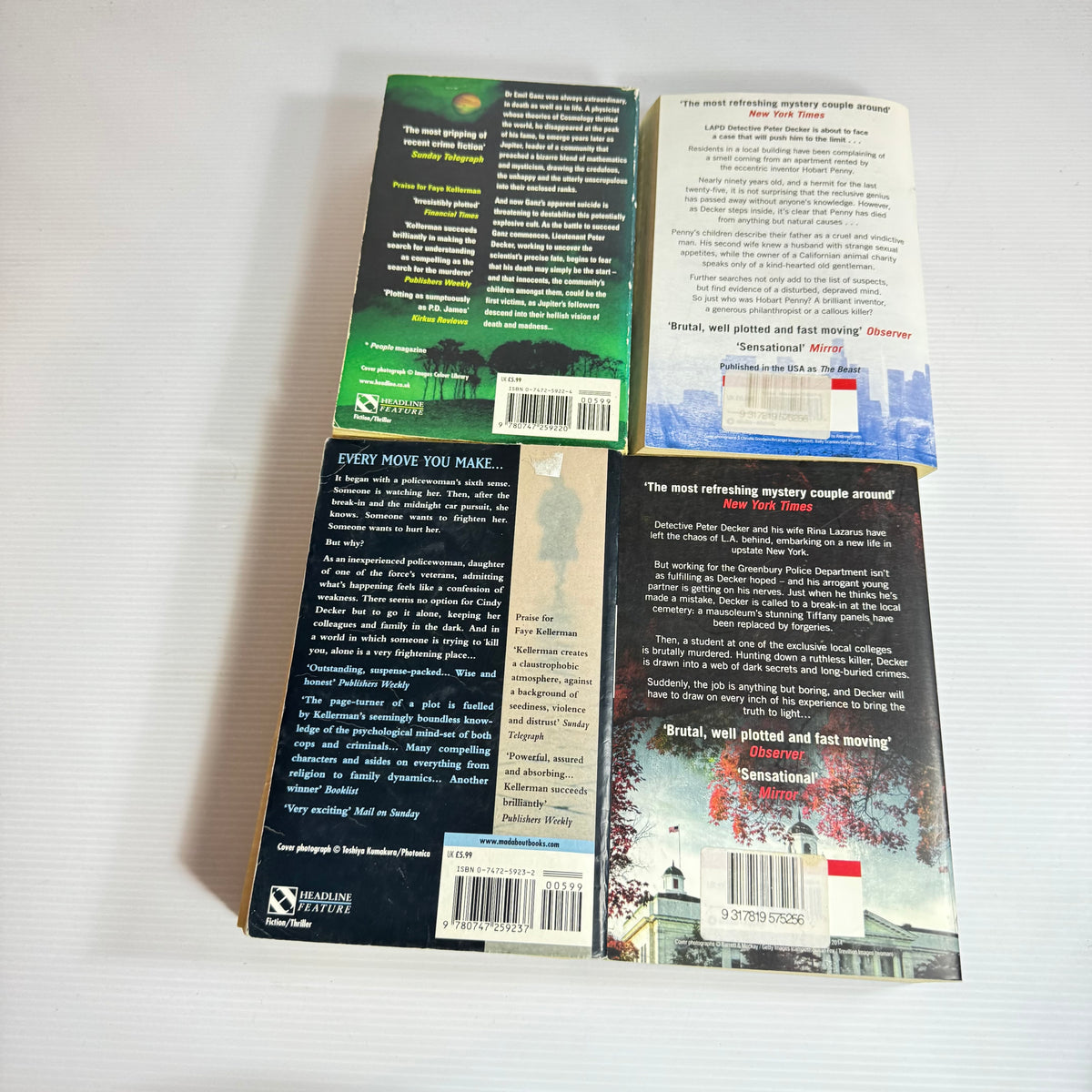Faye Kellerman Bundle x 4 : Predator, Jupiter's Bones, Stalker, Murder 101 (3462)