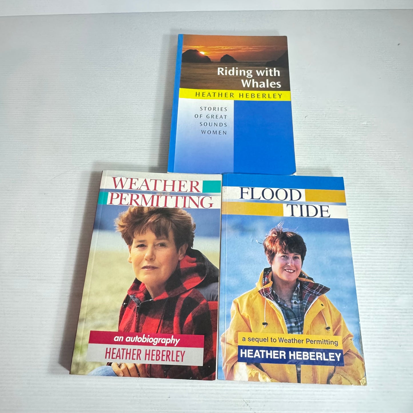 Heather Heberley Book Bundle x 3 : Riding With Whales : Stories of Great Sounds Women, Weather Permitting, Flood Tide(2862)