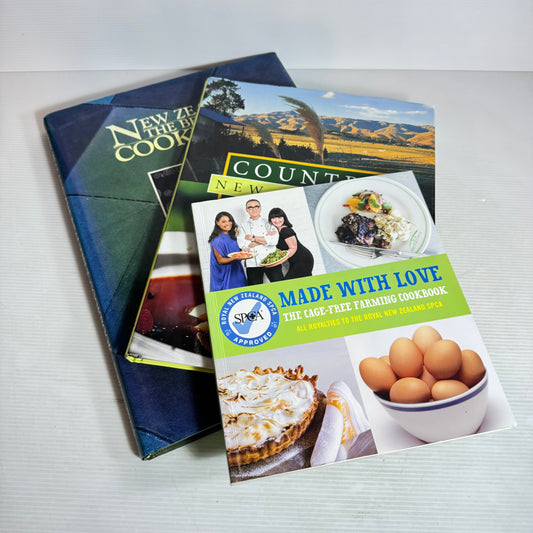New Zealand Country Cooking Book Bundle x 3 : Made with Love : The Cage-Free Farming Cookbook, Country New Zealand : A Culinary Journey, The New Zealand Beautiful Cookbook - Tui Flower(2935)