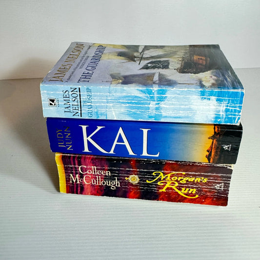 Historical Book Bundle x 3 Books : The Guardship - James Nelson, Kal - Judy Nunn, Morgan's Run - Colleen McCullough (2236)