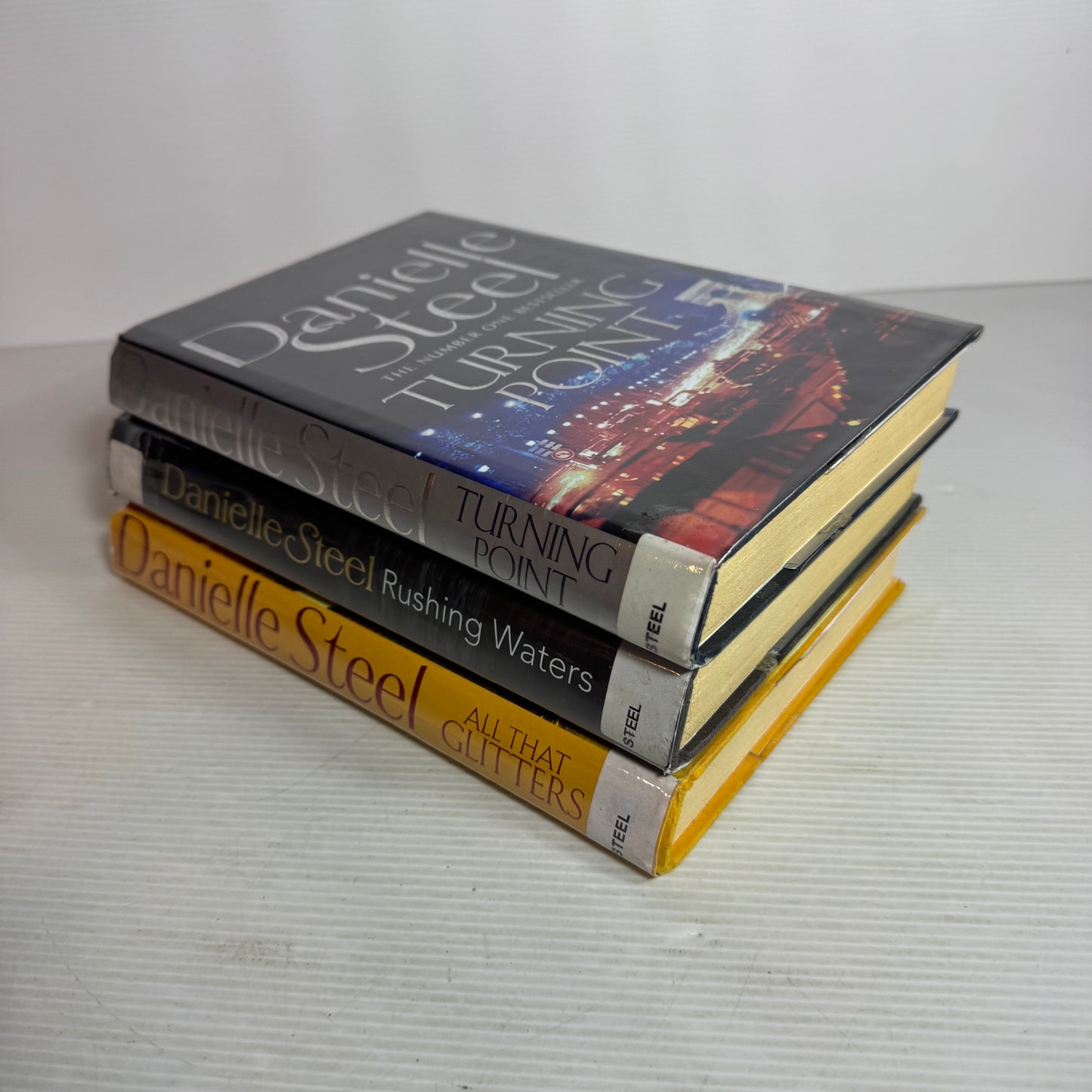 Danielle Steel Hardcover Book Bundle x 3 : Turning Point, All That Glitters, Rushing Waters (2818)