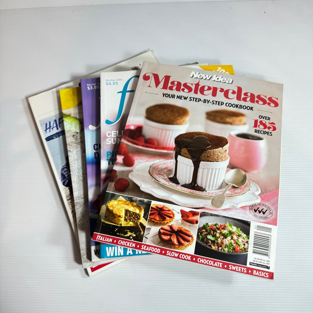 Cookbook Magazine Book Bundle x 5 : Essentially Food, NZ House & Garden, Nadia (3301)