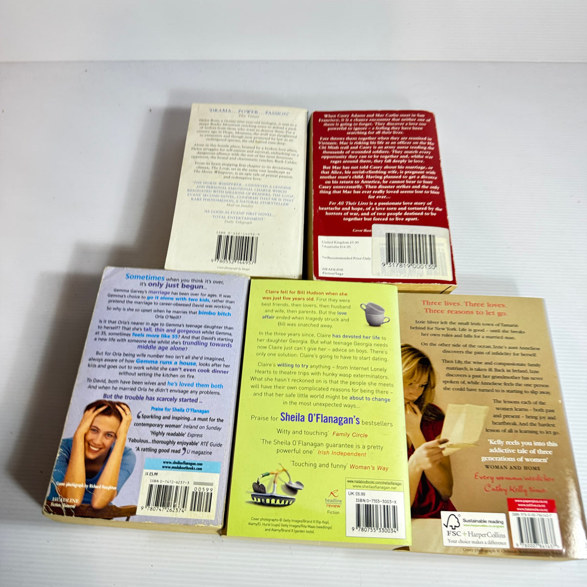 Contemporary Romance Bundle x 5 : The Loop - Nicholas Evans, For All Their Lives - Fern Michaels, Lessons In Heartbreak - Cathy Kelly, How Will I Know & Far From Over- Sheila O'Flanagan, (3422)