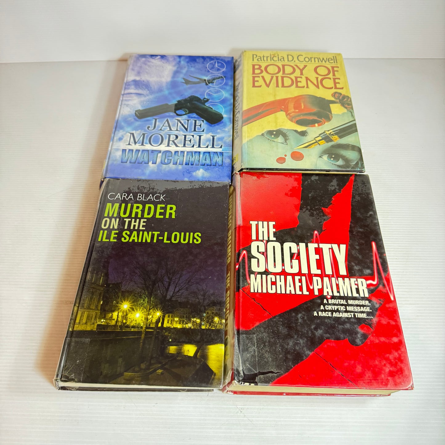 Large Print Crime Book Bundle x 4 : Body of Evidence, Murder on the Ile Sant-Louis, Watchman, The Society (2873)